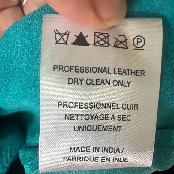 Free People "Retro Love' Suede Trapeze Dress Teal Aqua Sz M - Picture 6 of 8